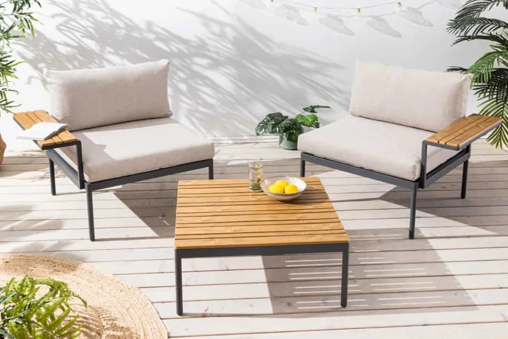 Riess-Ambiente Sitzgruppen > Outdoor Lounge Sitzgruppe MOBILE MODULAR 240cm anthrazit greige inkl. Kissen
