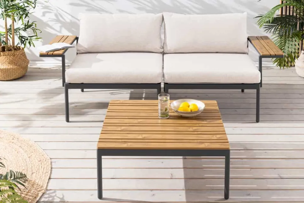 Riess-Ambiente Sitzgruppen > Outdoor Lounge Sitzgruppe MOBILE MODULAR 240cm anthrazit greige inkl. Kissen