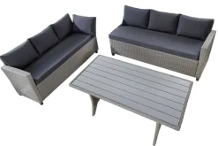 Riess-Ambiente Sitzgruppen > Outdoor Sitzgruppe MONACO 240cm anthrazit Polyrattan Gartenmöbel-Set Ecklounge wetterfest