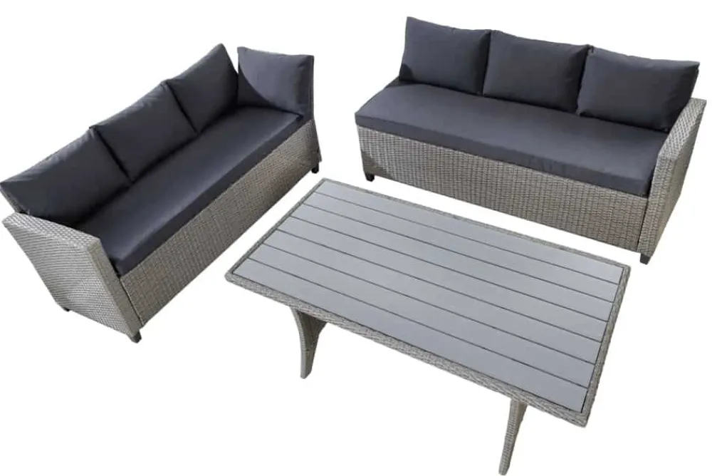 Riess-Ambiente Sitzgruppen > Outdoor Sitzgruppe MONACO 240cm anthrazit Polyrattan Gartenmöbel-Set Ecklounge wetterfest