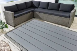 Riess-Ambiente Sitzgruppen > Outdoor Sitzgruppe MONACO 240cm anthrazit Polyrattan Gartenmöbel-Set Ecklounge wetterfest