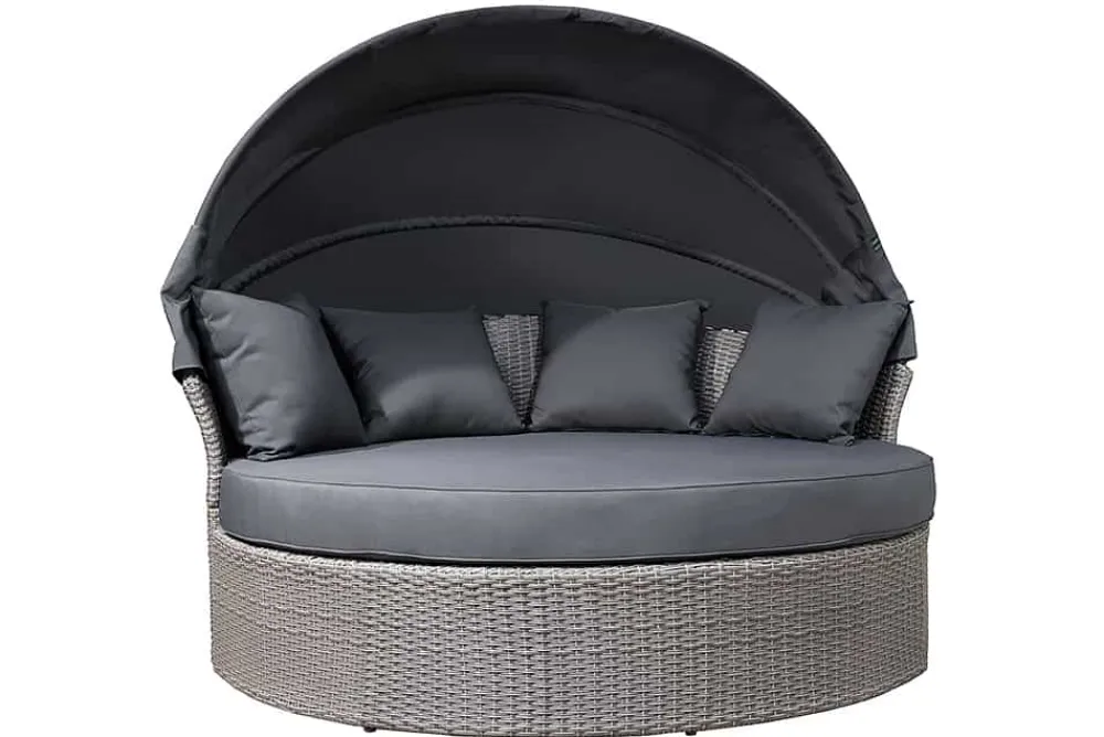 Riess-Ambiente Sonneninseln > Outdoor Sonneninsel PLAYA LIVING 165cm grau Polyrattan Aluminium inkl. Kissen wetterfest