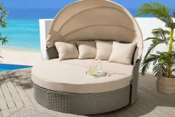 Riess-Ambiente Sonneninseln > Outdoor Sonneninsel PLAYA LIVING 165cm natur Polyrattan Aluminium inklusive Kissen wetterfest