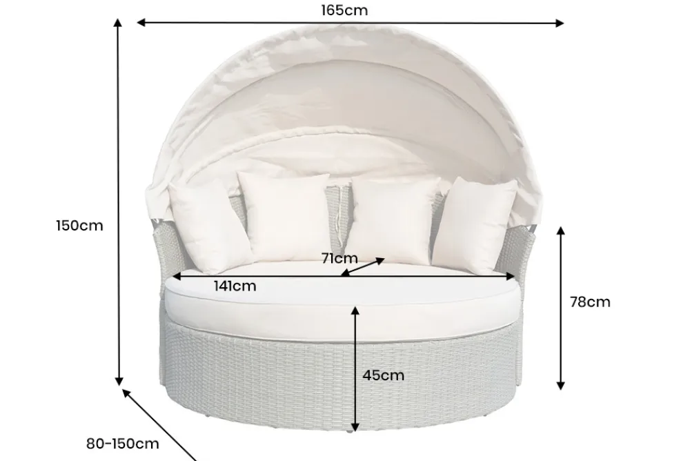 Riess-Ambiente Sonneninseln > Outdoor Sonneninsel PLAYA LIVING 165cm natur Polyrattan Aluminium inklusive Kissen wetterfest