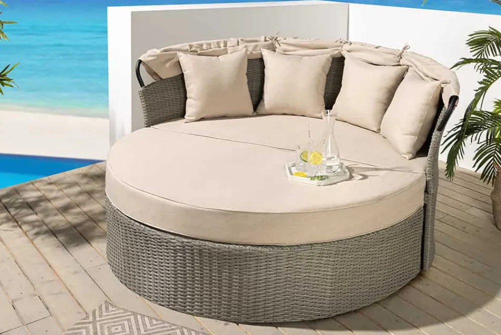 Riess-Ambiente Sonneninseln > Outdoor Sonneninsel PLAYA LIVING 165cm natur Polyrattan Aluminium inklusive Kissen wetterfest