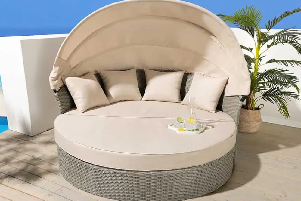 Riess-Ambiente Sonneninseln > Outdoor Sonneninsel PLAYA LIVING 165cm natur Polyrattan Aluminium inklusive Kissen wetterfest