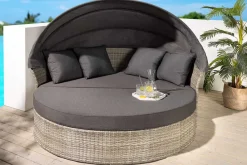 Riess-Ambiente Sonneninseln > Outdoor Sonneninsel PLAYA LIVING 165cm hellgrau Polyrattan Aluminium inklusive Kissen wetterfest