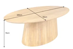 Riess-Ambiente Mehr...|Massivholzesstische > Ovaler Esstisch ART DECO 220cm beige massives Mangoholz cream finish mit Säulenfuß