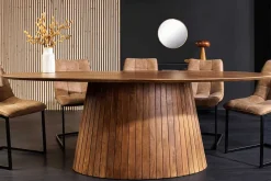 Riess-Ambiente Mehr...|Massivholzesstische > Ovaler Esstisch ART DECO 220cm braun smoked massives Mangoholz mit Säulenfuß