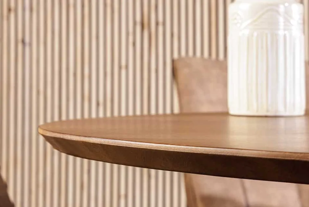 Riess-Ambiente Mehr...|Massivholzesstische > Ovaler Esstisch ART DECO 220cm braun smoked massives Mangoholz mit Säulenfuß