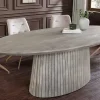 Riess-Ambiente Mehr...|Massivholzesstische > Ovaler Esstisch ART DECO 220cm smoke grau massives Mangoholz mit Säulenfuß