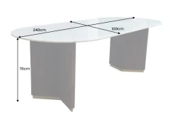 Riess-Ambiente Mehr...|Massivholzesstische > Ovaler Esstisch GATSBY 240cm braun gold Mangoholz weiße Marmorplatte V-Gestell