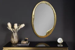 Riess-Ambiente Goldene Möbel|Spiegel > Ovaler Wandspiegel ABSTRACT 70cm gold Metall handmade