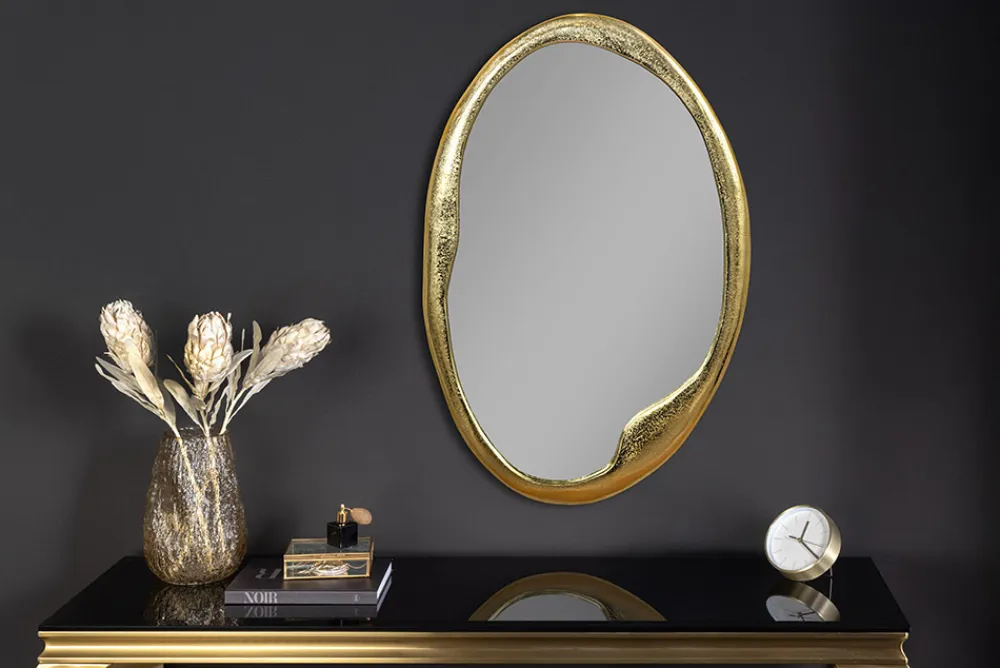 Riess-Ambiente Goldene Möbel|Spiegel > Ovaler Wandspiegel ABSTRACT 70cm gold Metall handmade