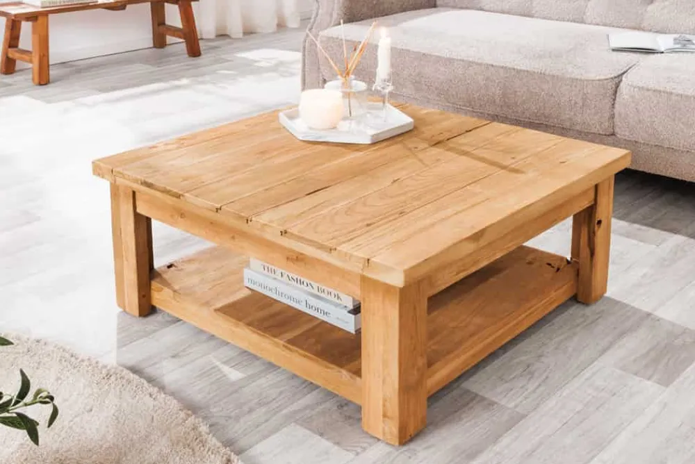 Riess-Ambiente Mehr...|Couchtische > Quadratischer Couchtisch JAVA 70cm natur recyceltes Teakholz mit Ablagefach
