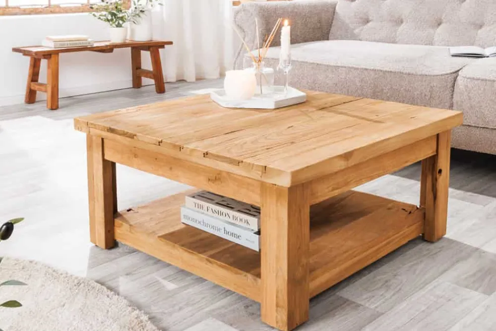 Riess-Ambiente Mehr...|Couchtische > Quadratischer Couchtisch JAVA 70cm natur recyceltes Teakholz mit Ablagefach