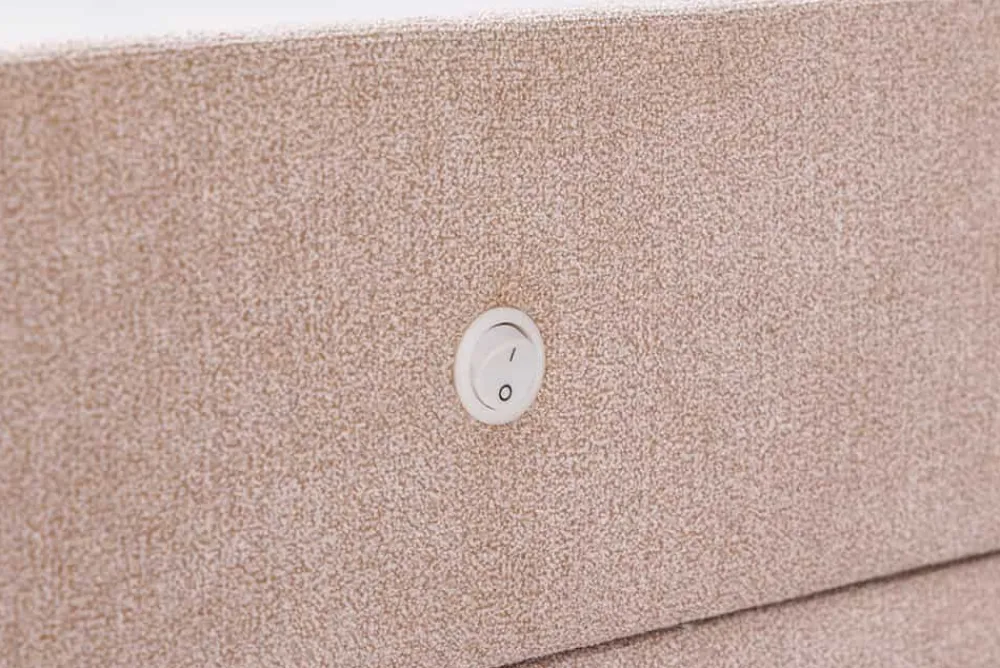 Riess-Ambiente Samt Möbel|Retro Möbel > Quadratischer Nachttisch TOULOUSE 55cm beige Samt inkl. Beleuchtung und Schubladen