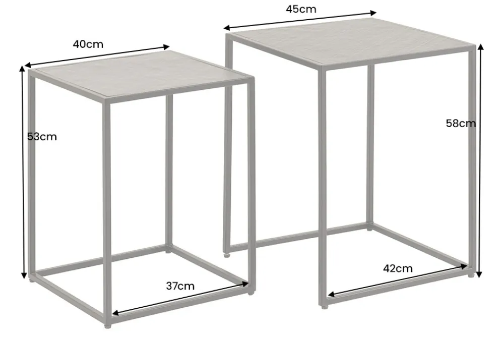 Riess-Ambiente Beistelltische|Industrial Loft > Quadratisches 2er Set Beistelltische MOUNTAIN SOUL 60cm schwarz Naturstein Metall