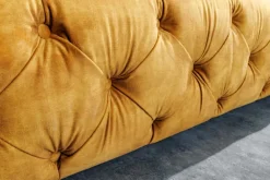 Riess-Ambiente Polsterbetten|Samt Möbel > Queensize Doppelbett PARIS 160x200cm senfgelb Samt Chesterfield Design