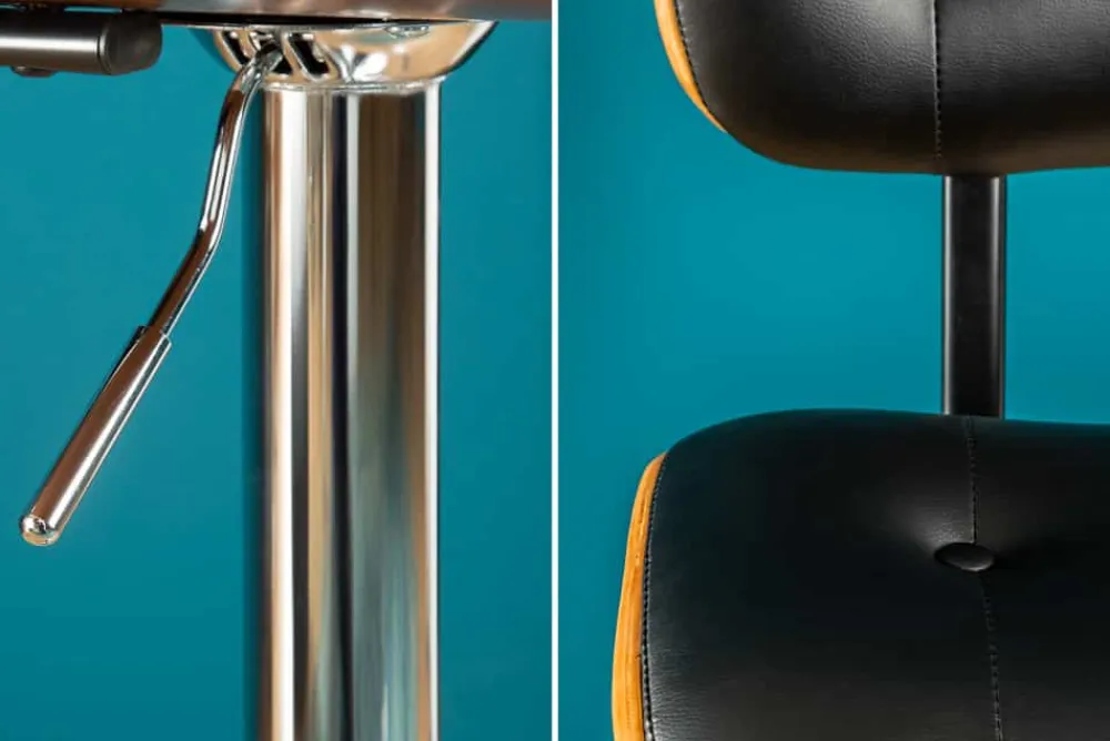 Riess-Ambiente Retro Möbel|Barhocker > Retro Barhocker CLASSICO schwarz 115cm höhenverstellbar mit Lehne Walnussholz-Design
