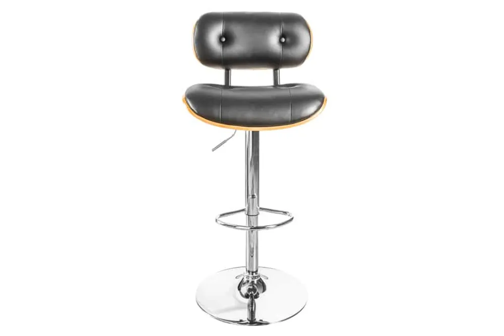 Riess-Ambiente Retro Möbel|Barhocker > Retro Barhocker CLASSICO schwarz 115cm höhenverstellbar mit Lehne Walnussholz-Design