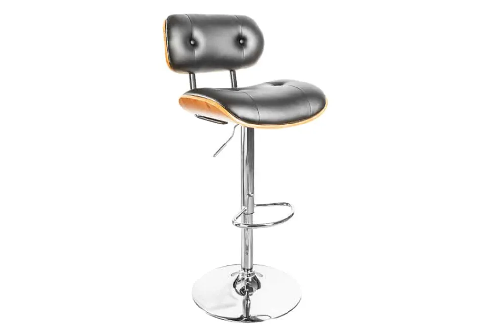 Riess-Ambiente Retro Möbel|Barhocker > Retro Barhocker CLASSICO schwarz 115cm höhenverstellbar mit Lehne Walnussholz-Design