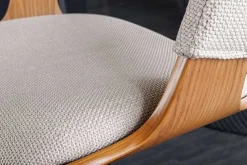 Riess-Ambiente Retro Möbel|Barhocker > Retro Barhocker MANHATTAN beige Strukturstoff Eschenholz drehbar höhenverstellbar
