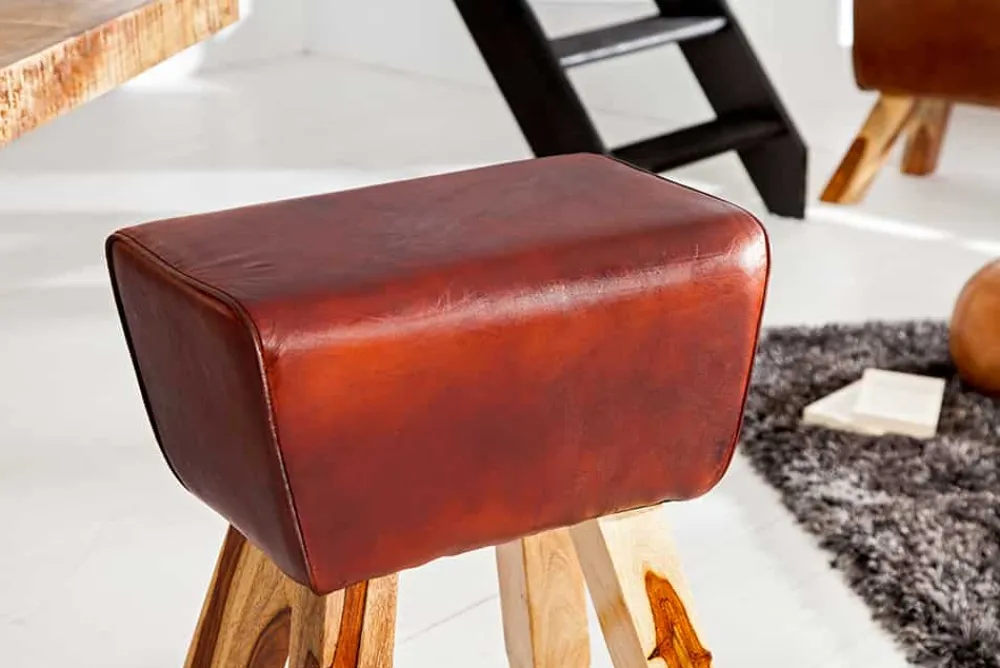 Riess-Ambiente Retro Möbel|Barhocker > Retro Barhocker TURNBOCK 75cm mit Echtleder Bezug Mangoholz Barstuhl