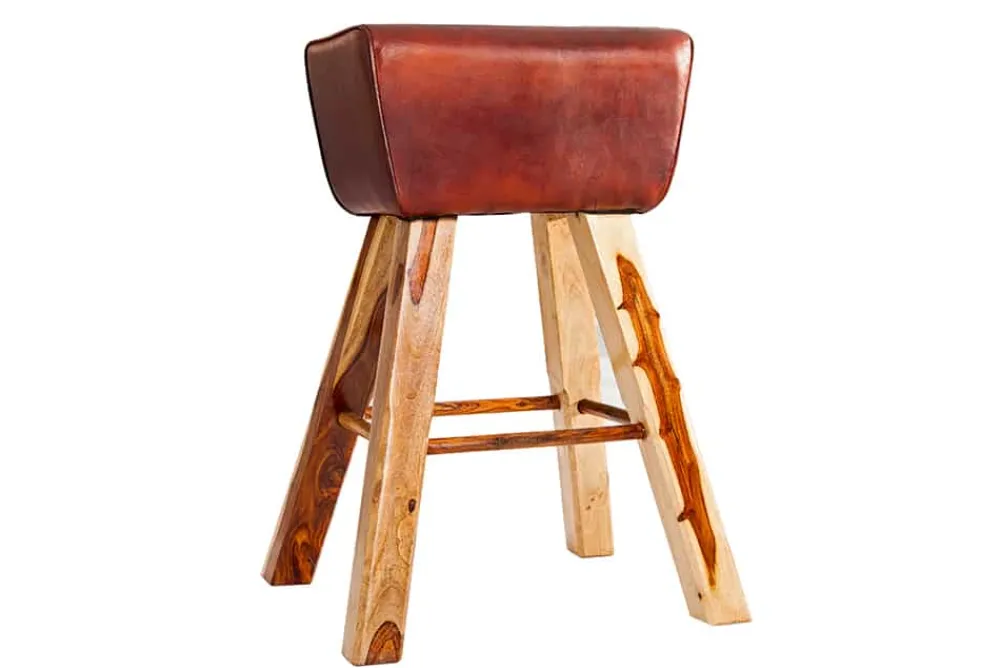 Riess-Ambiente Retro Möbel|Barhocker > Retro Barhocker TURNBOCK 75cm mit Echtleder Bezug Mangoholz Barstuhl