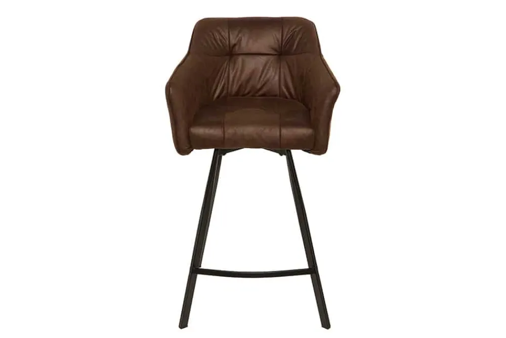 Riess-Ambiente Industrial Loft|Retro Möbel > Retro Barstuhl LOFT 100cm antik braun Microfaser Barhocker mit Armlehne