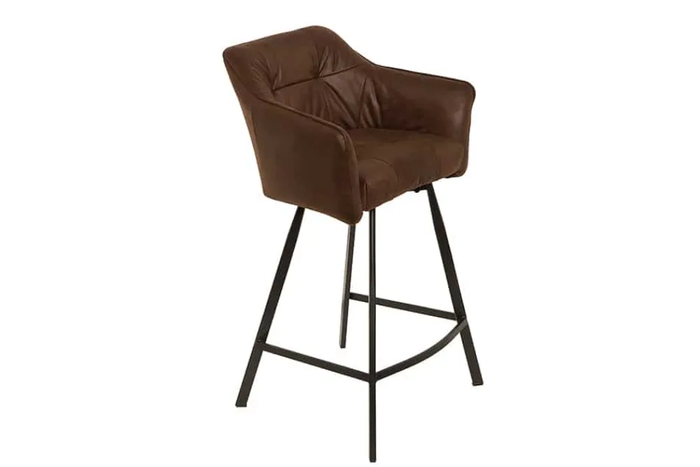 Riess-Ambiente Industrial Loft|Retro Möbel > Retro Barstuhl LOFT 100cm antik braun Microfaser Barhocker mit Armlehne