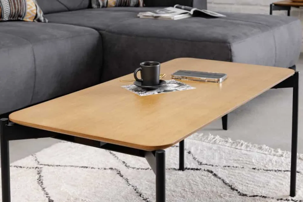 Riess-Ambiente Industrial Loft|Couchtische & Truhen > Retro Couchtisch DESIGNO 90cm Eiche Holz-Design schwarz Metallgestell