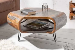 Riess-Ambiente Couchtische & Truhen|Mehr... > Retro Couchtisch ORGANIC LIVING 80cm grau smoke finish Sheesham Palisander Massivholz Hairpin Legs