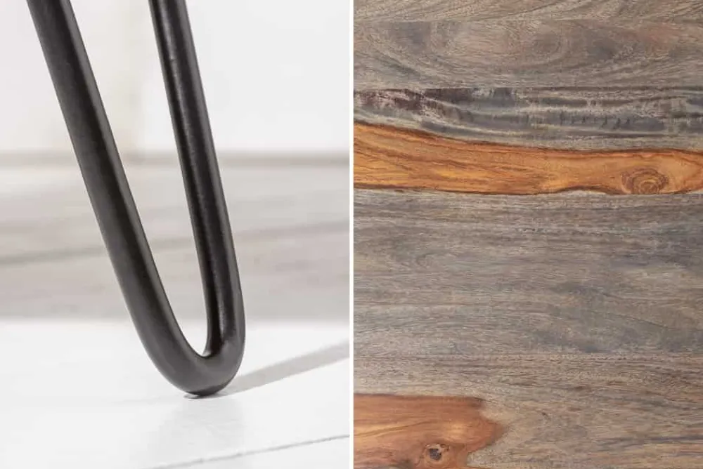 Riess-Ambiente Couchtische & Truhen|Mehr... > Retro Couchtisch ORGANIC LIVING 80cm grau smoke finish Sheesham Palisander Massivholz Hairpin Legs