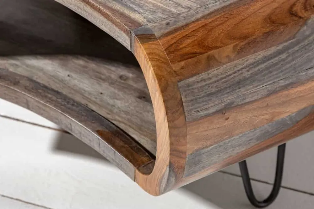 Riess-Ambiente Couchtische & Truhen|Mehr... > Retro Couchtisch ORGANIC LIVING 80cm grau smoke finish Sheesham Palisander Massivholz Hairpin Legs