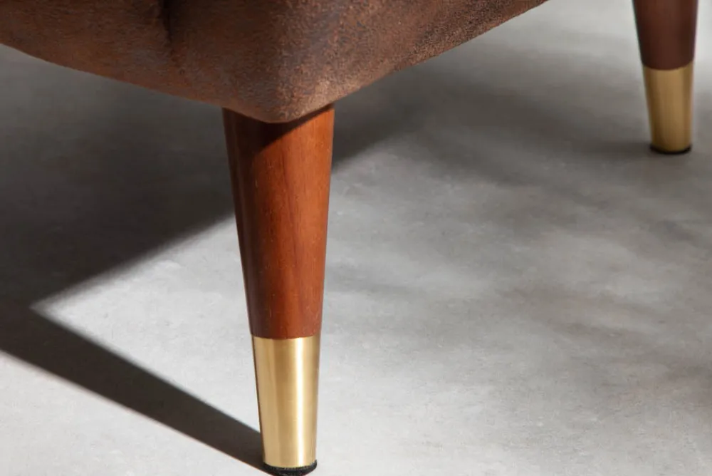 Riess-Ambiente Sessel|Retro Möbel > Retro Design Sessel DON antik braun goldene Fußkappen mit Federkern