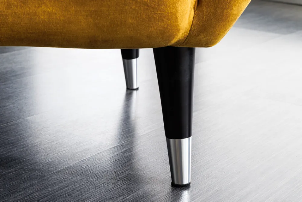 Riess-Ambiente Loungesessel|Sessel > Retro Design Sessel DON senfgelb Samt Federkern silberne Fußkappen