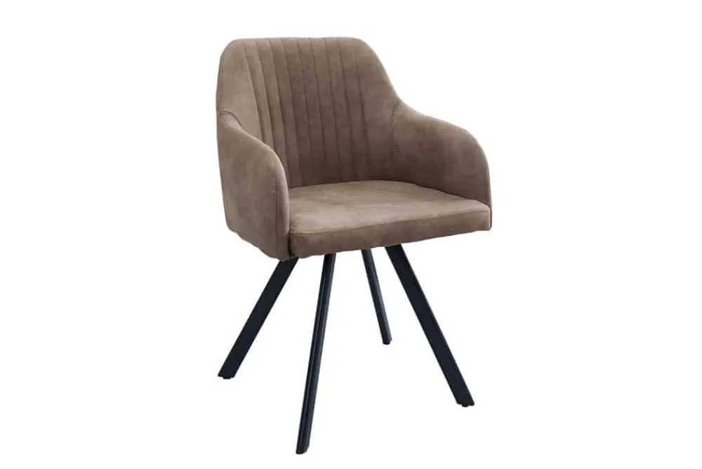 Riess-Ambiente Retro Möbel|Industrial Loft > Retro Design Stuhl LUCCA antik taupe Microfaser mit Armlehne Steppung gepolstert