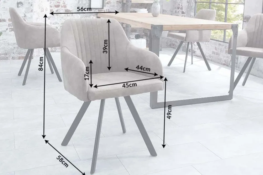 Riess-Ambiente Retro Möbel|Industrial Loft > Retro Design Stuhl LUCCA antik taupe Microfaser mit Armlehne Steppung gepolstert