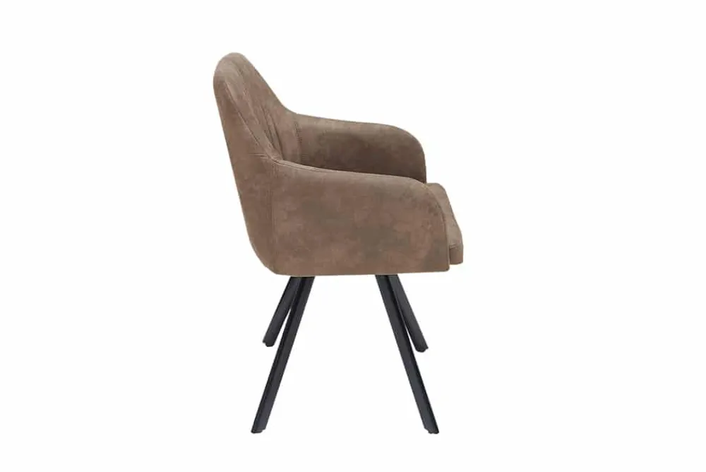 Riess-Ambiente Retro Möbel|Industrial Loft > Retro Design Stuhl LUCCA antik taupe Microfaser mit Armlehne Steppung gepolstert