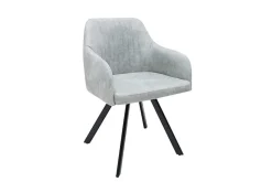 Riess-Ambiente Retro Möbel|Industrial Loft > Retro Design Stuhl LUCCA stone grau Microfaser mit Armlehne Steppung gepolstert