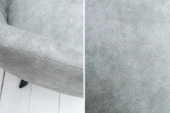 Riess-Ambiente Retro Möbel|Industrial Loft > Retro Design Stuhl LUCCA stone grau Microfaser mit Armlehne Steppung gepolstert