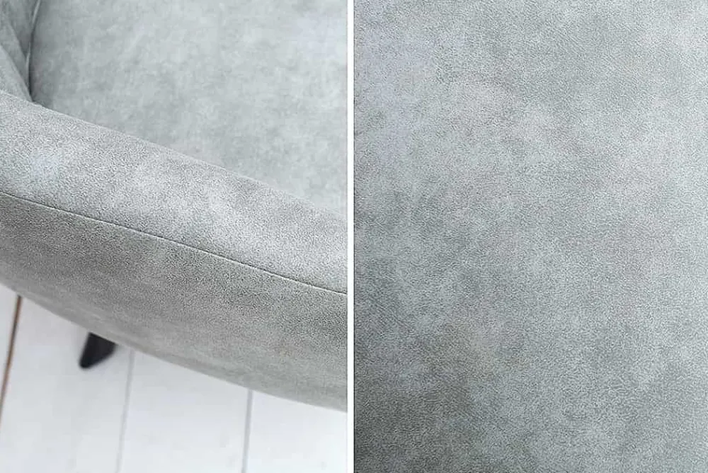 Riess-Ambiente Retro Möbel|Industrial Loft > Retro Design Stuhl LUCCA stone grau Microfaser mit Armlehne Steppung gepolstert