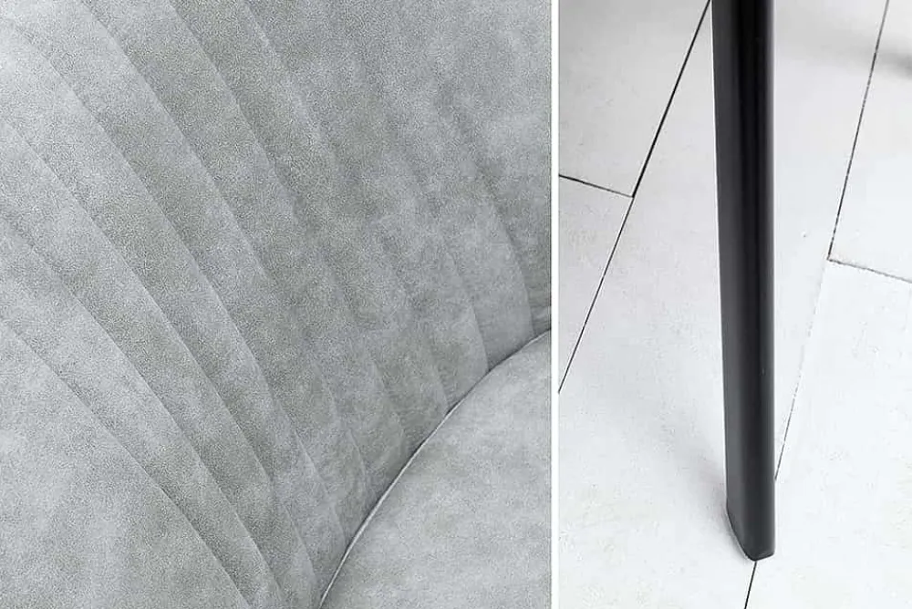 Riess-Ambiente Retro Möbel|Industrial Loft > Retro Design Stuhl LUCCA stone grau Microfaser mit Armlehne Steppung gepolstert