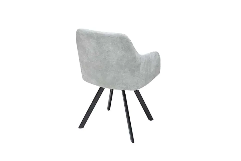 Riess-Ambiente Retro Möbel|Industrial Loft > Retro Design Stuhl LUCCA stone grau Microfaser mit Armlehne Steppung gepolstert