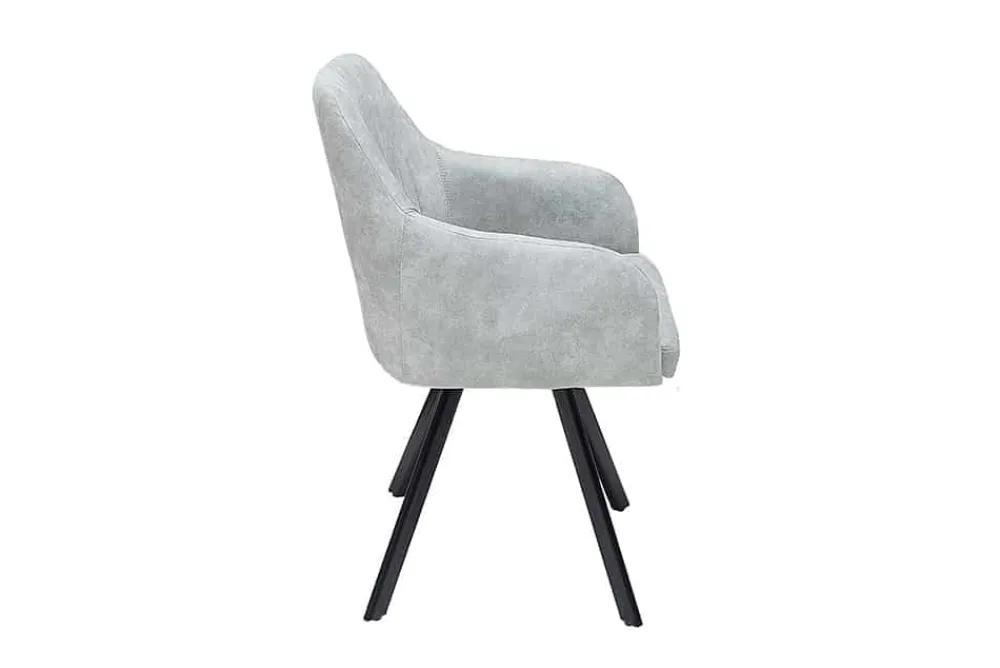 Riess-Ambiente Retro Möbel|Industrial Loft > Retro Design Stuhl LUCCA stone grau Microfaser mit Armlehne Steppung gepolstert