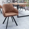 Riess-Ambiente Retro Möbel|Industrial Loft > Retro Design Stuhl LUCCA vintage braun Microfaser mit Armlehne Steppung gepolstert