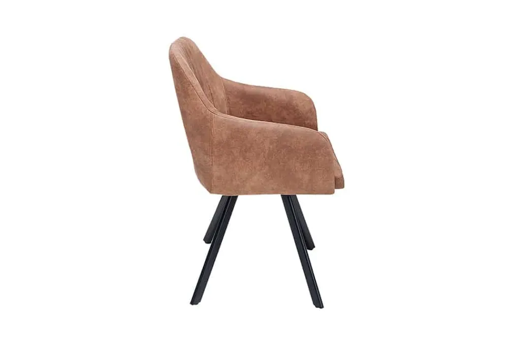 Riess-Ambiente Retro Möbel|Industrial Loft > Retro Design Stuhl LUCCA vintage braun Microfaser mit Armlehne Steppung gepolstert