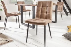 Riess-Ambiente Retro Möbel|Industrial Loft > Retro Design Stuhl MODENA antik taupe Microfaser mit Ziersteppung