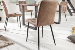 Riess-Ambiente Retro Möbel|Industrial Loft > Retro Design Stuhl MODENA antik taupe Microfaser mit Ziersteppung
